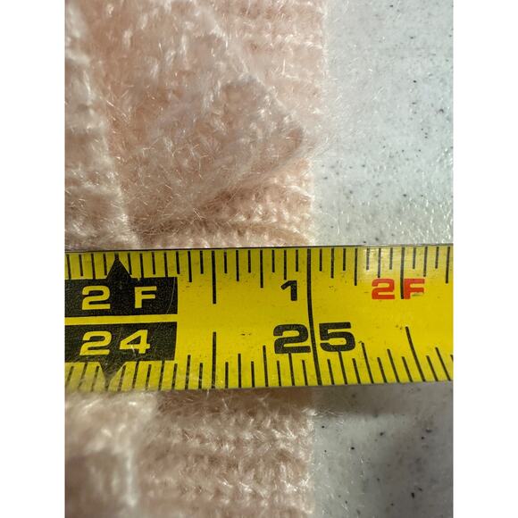 Lewit Peach knit puff sleeve knit sweater womens L Turtleneck Peach Mohair A3 - Picture 5 of 5